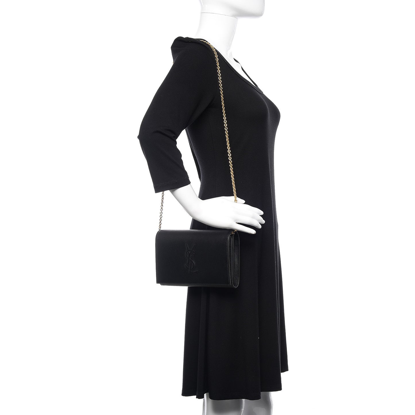 Calfskin Monogram Belle de Jour Chain Clutch Black