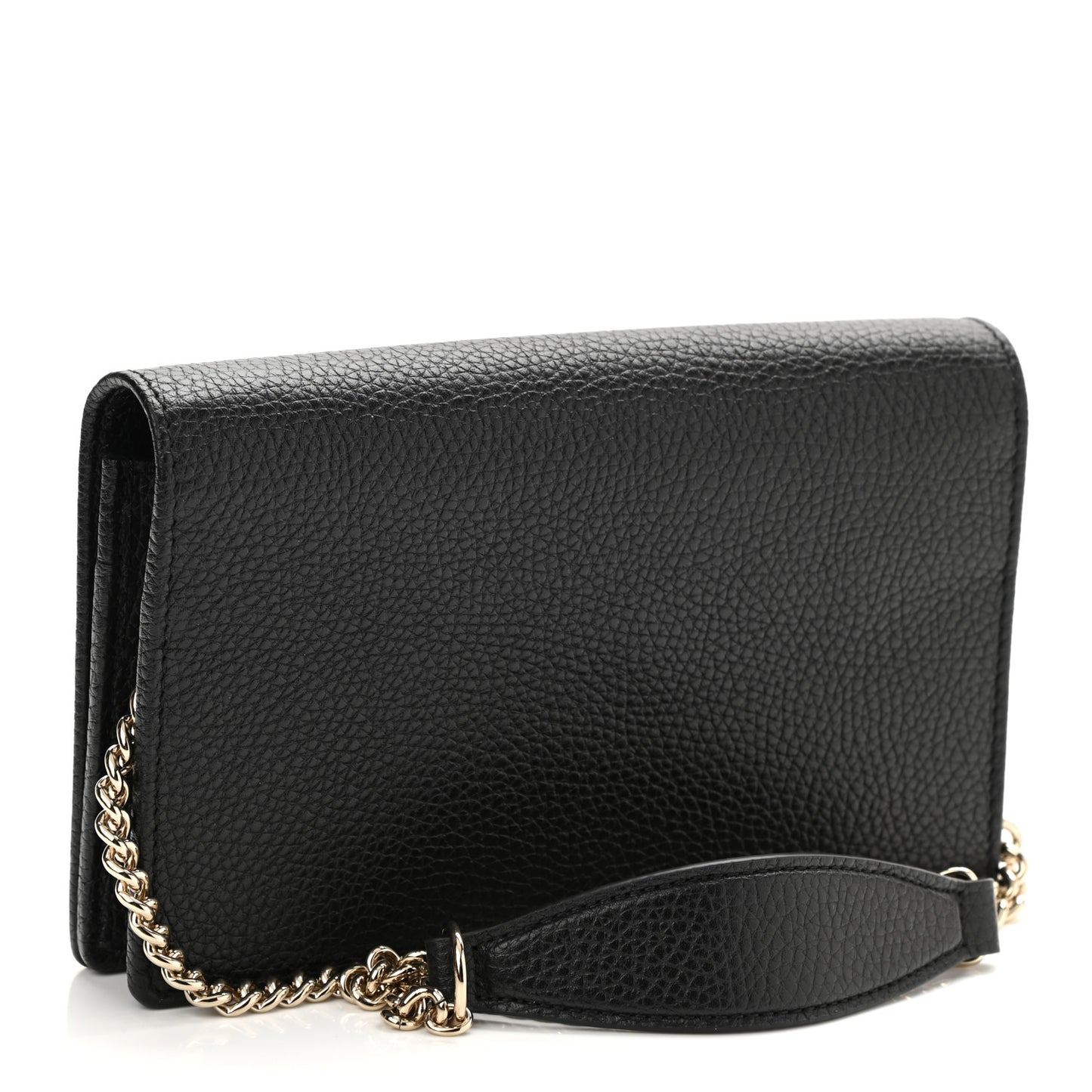 Pebbled Calfskin Soho Wallet on Chain Black