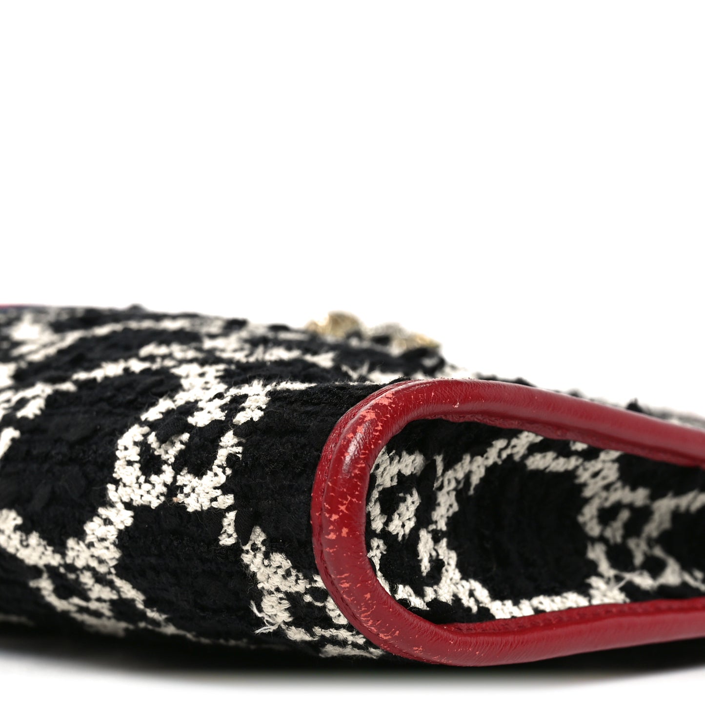 Tweed GG Monogram Large Rajah Chain Tote Romantic Cherry Black White