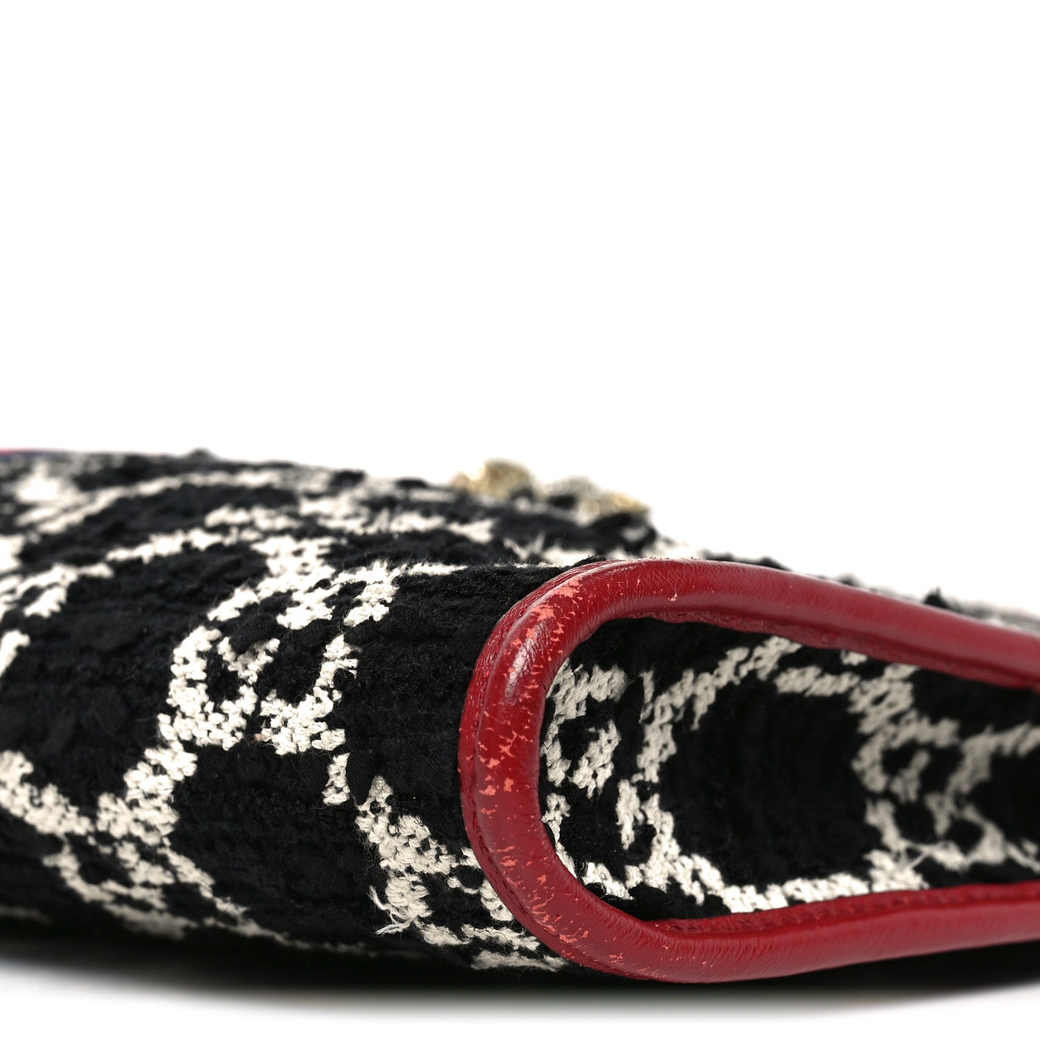Gucci Tweed GG Monogram Large Rajah Chain Tote Romantic Cherry Black White 9 of 11