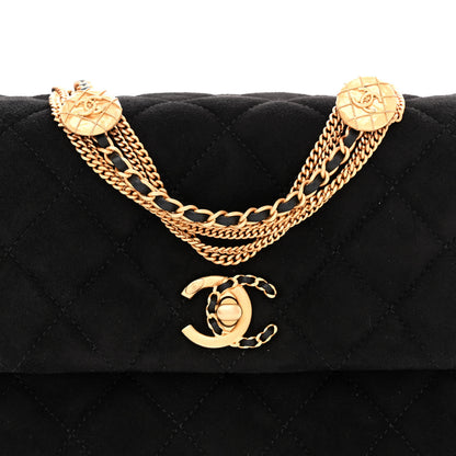 Chanel Suede Quilted Mini Medallion Multi Chain Flap Black 10 of 12