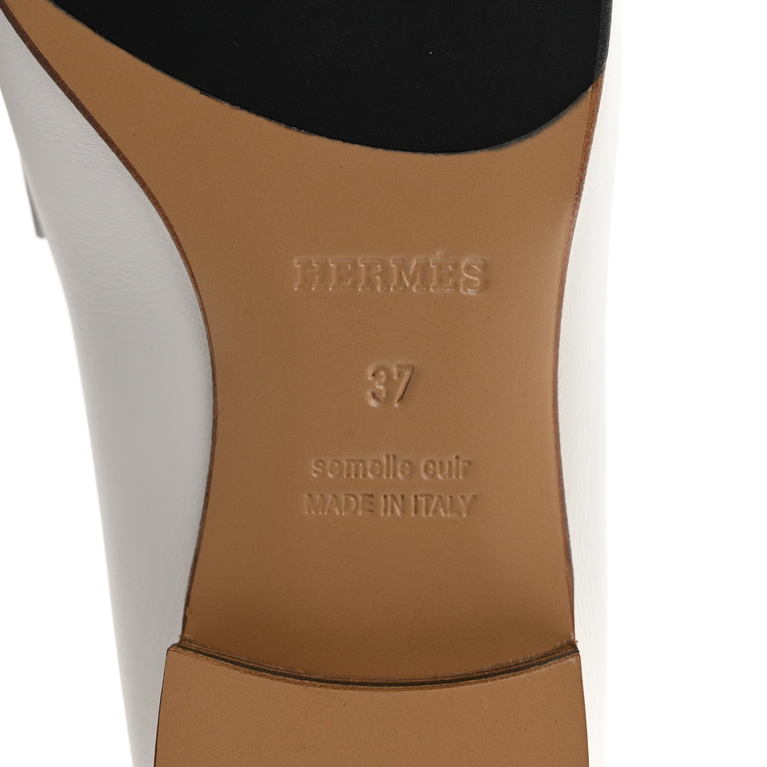 Hermes Calfskin Womens Paris Loafers 37 White 7 of 9