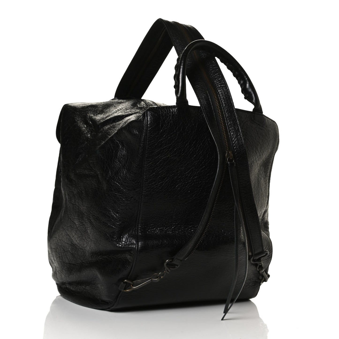 Agneau Classic Hardware Zip Traveler Backpack Black