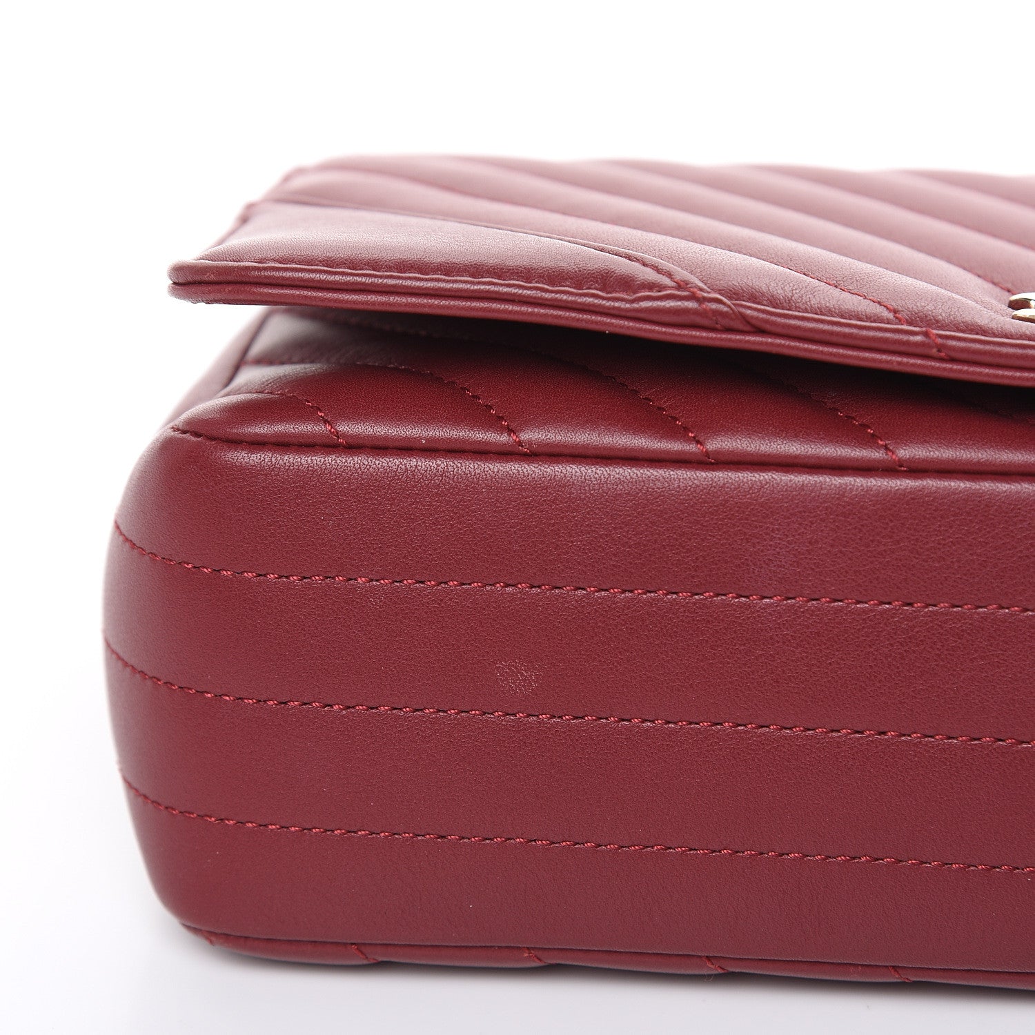 Chanel Calfskin Chevron Quilted Statement Flap Burgundy 10 of 12