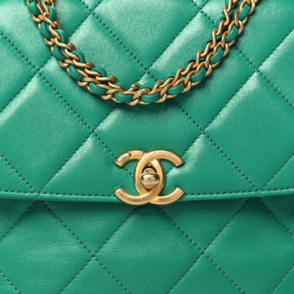 Chanel Lambskin Quilted Chain CC Backpack Green 8 of 10
