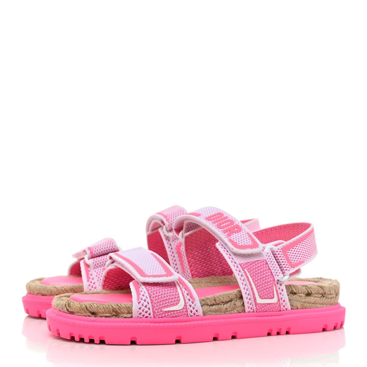 Christian Dior Technical Knit Jute Dioract 10mm Sandals 37 White Fuchsia 3 of 12