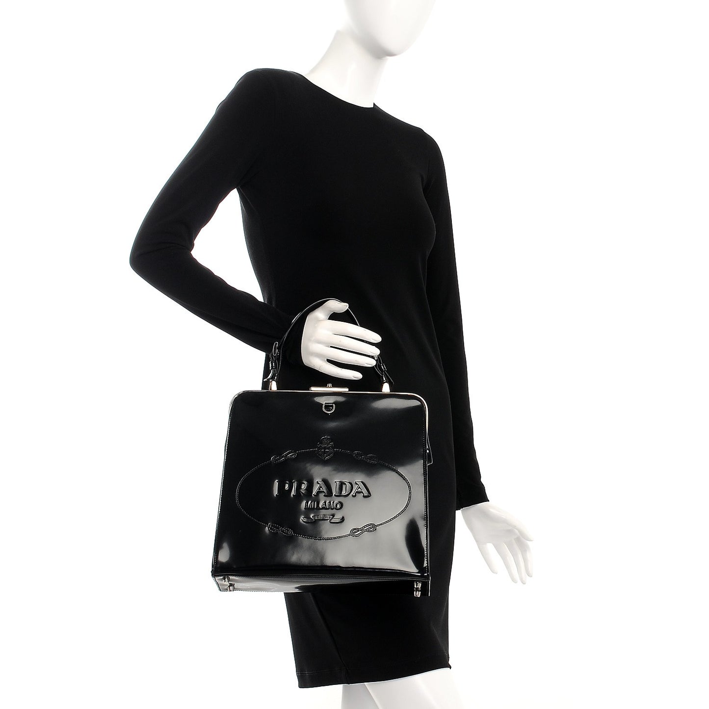 Spazzolato Logo Print Framed Bag Nero Black