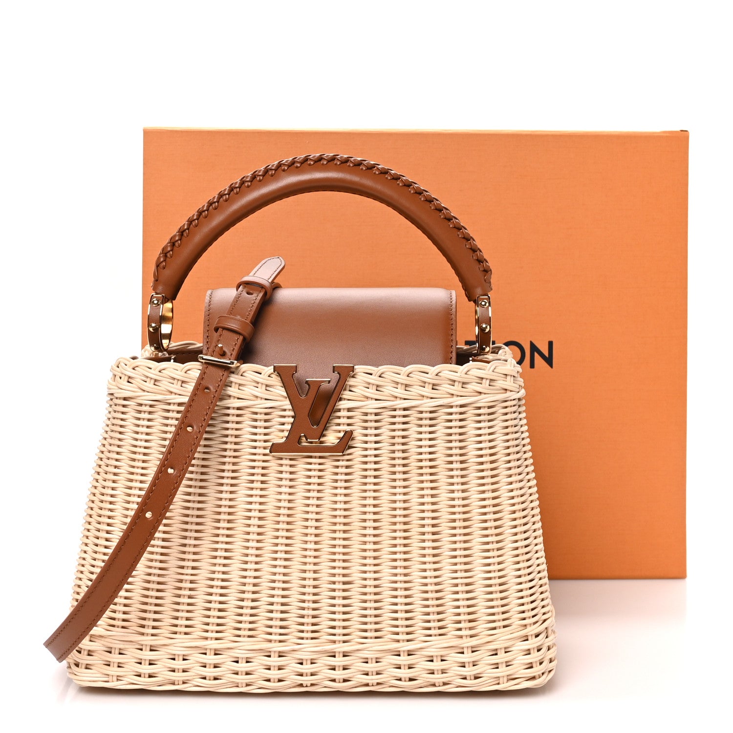 Louis Vuitton Rattan Calfskin Capucines BB Tan 10 of 10