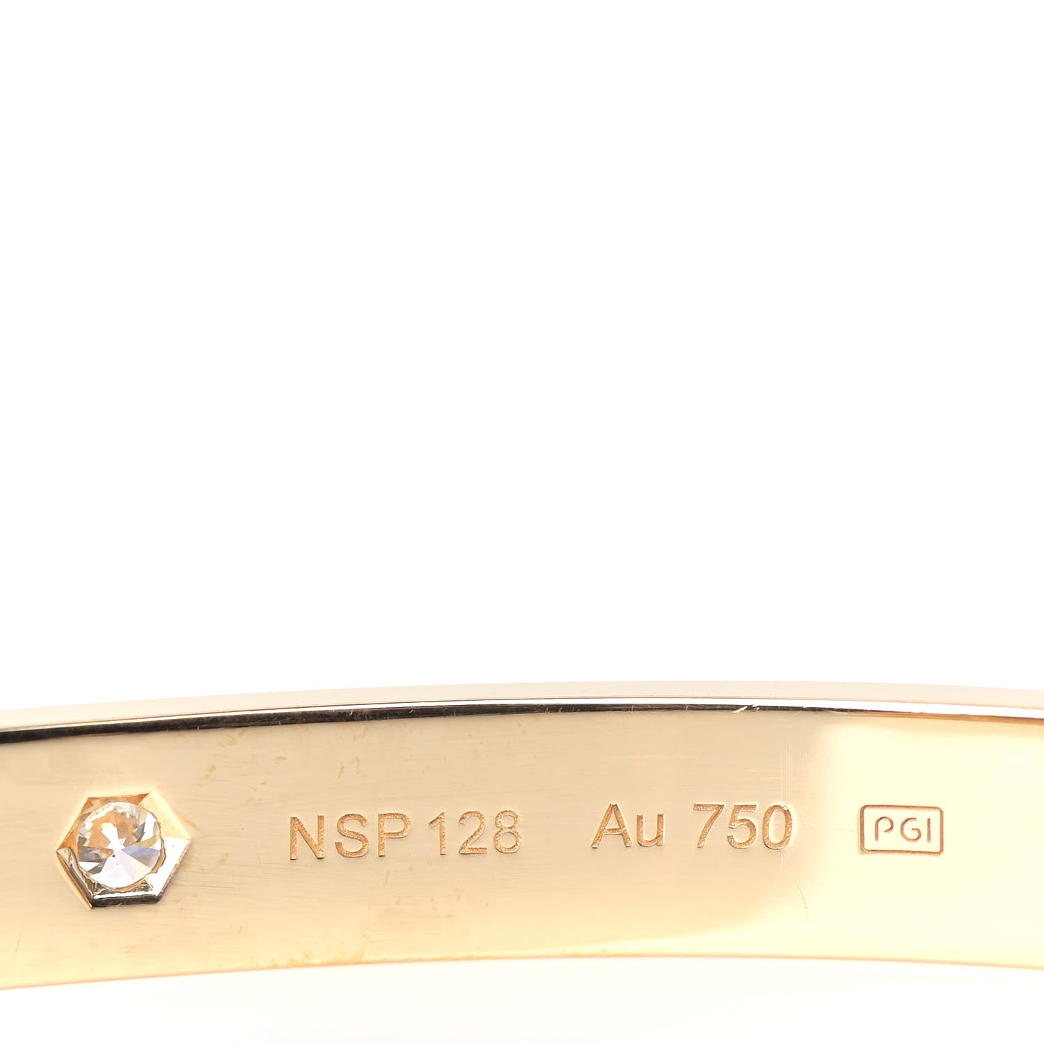Cartier 18K Yellow Gold 1 Diamond LOVE Cuff Bracelet 18 5 of 6