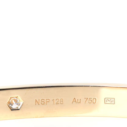 Cartier 18K Yellow Gold 1 Diamond LOVE Cuff Bracelet 18 5 of 6