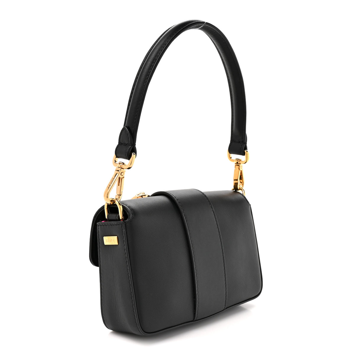 Fendi X VERSACE Vitello Seta Fendace Mini Brooch Baguette Black 3 of 9