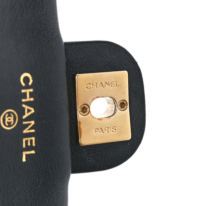 Chanel Calfskin Quilted Lady Handle Flap Card Holder With Chain Black 7 of 14