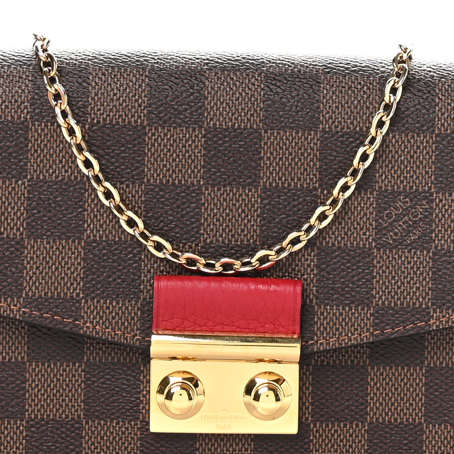 Louis Vuitton Damier Ebene Croisette Chain Wallet Scarlet 7 of 10