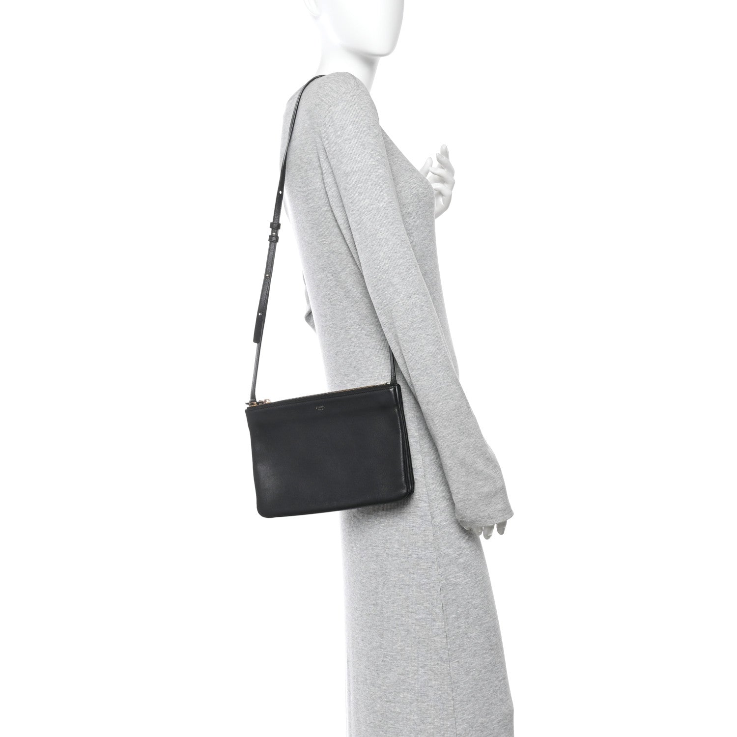 Celine Lambskin Small Trio Crossbody Bag Black 2 of 13