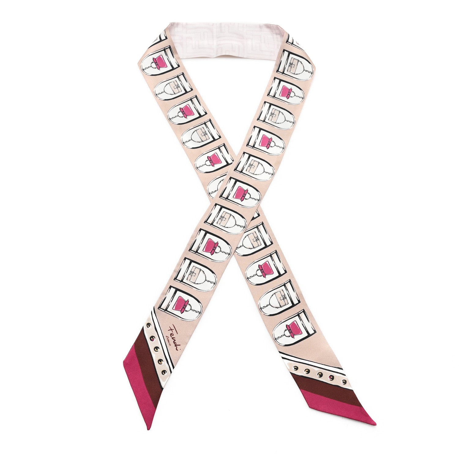 Fendi Silk Bag Print Wrappy Scarf Beige Multicolor 1 of 4