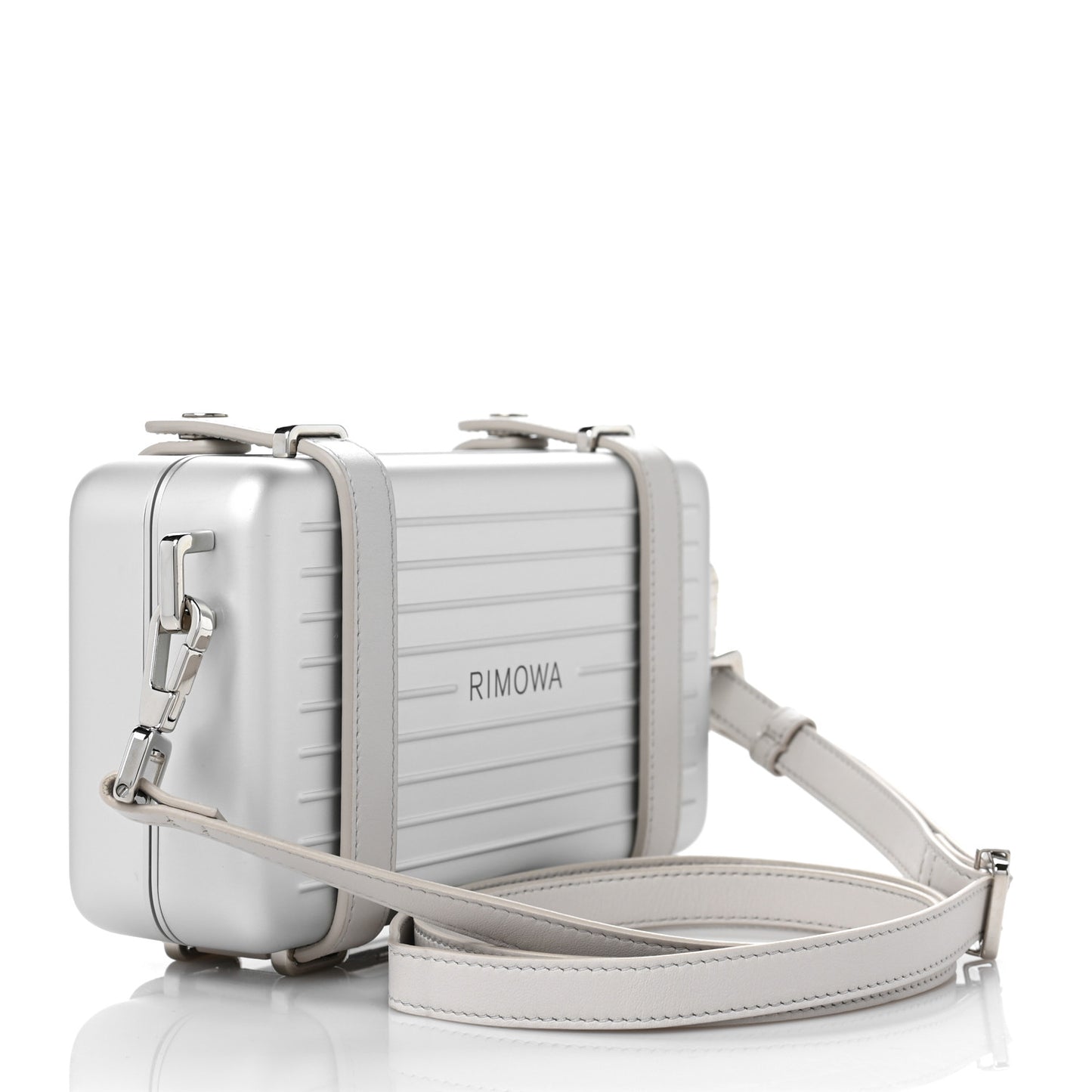 X RIMOWA Aluminum Personal Clutch On Strap Silver