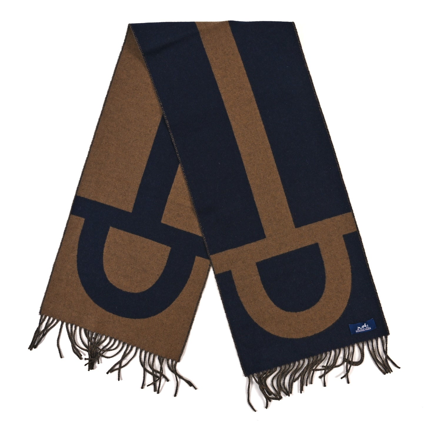 Cashmere Casaque Grand Mors Muffler Marine Bronze