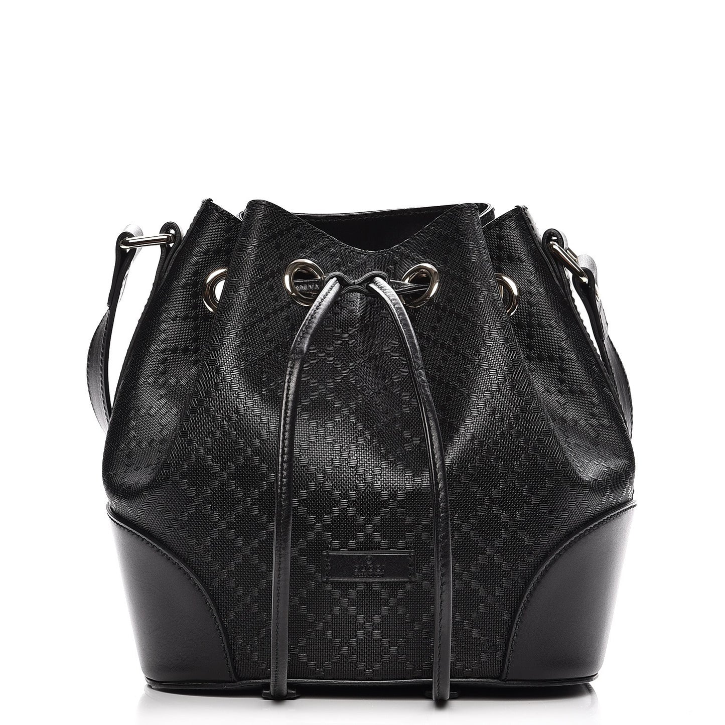 Bright Diamante Small Bucket Bag Black