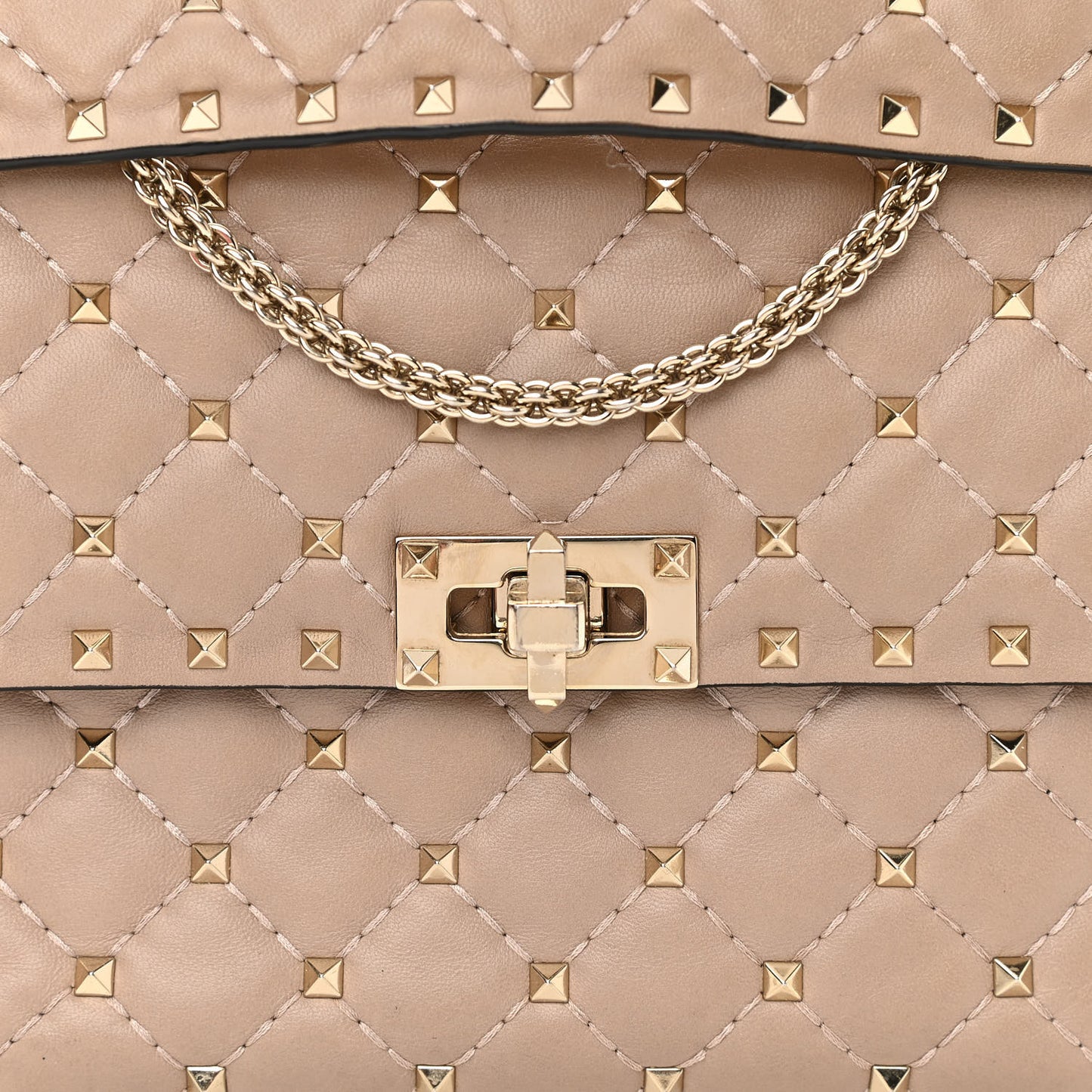 Lambskin Medium Rockstud Spike Shoulder Bag Poudre