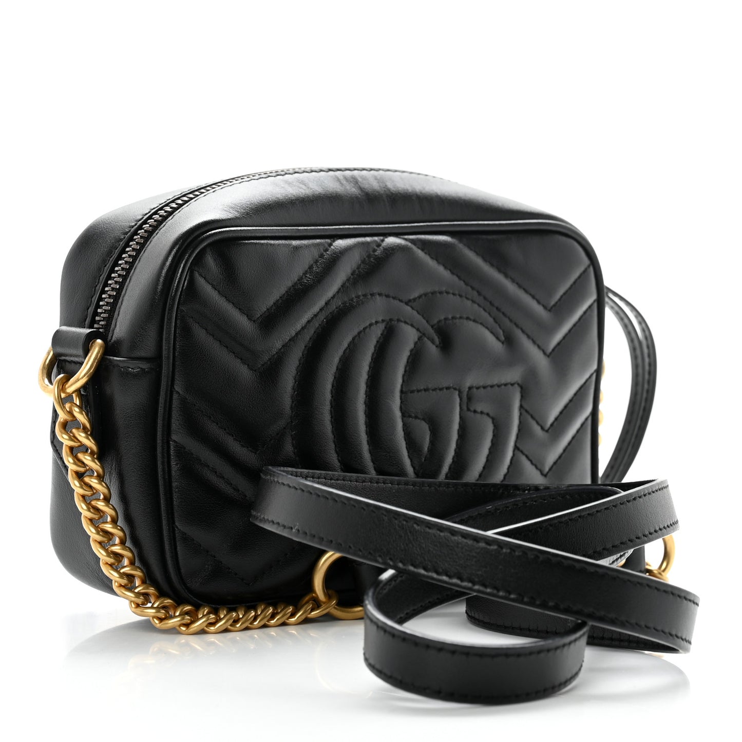 Calfskin Matelasse Mini GG Marmont Chain Shoulder Bag Black