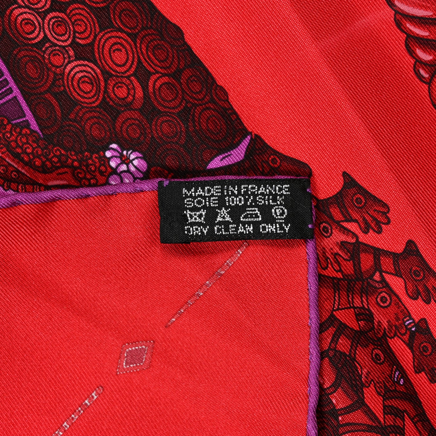 Silk Ors Nomades Scarf 90 Rouge Vif Grenat Violet