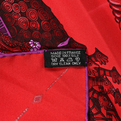Hermes Silk Ors Nomades Scarf 90 Rouge Vif Grenat Violet 4 of 5