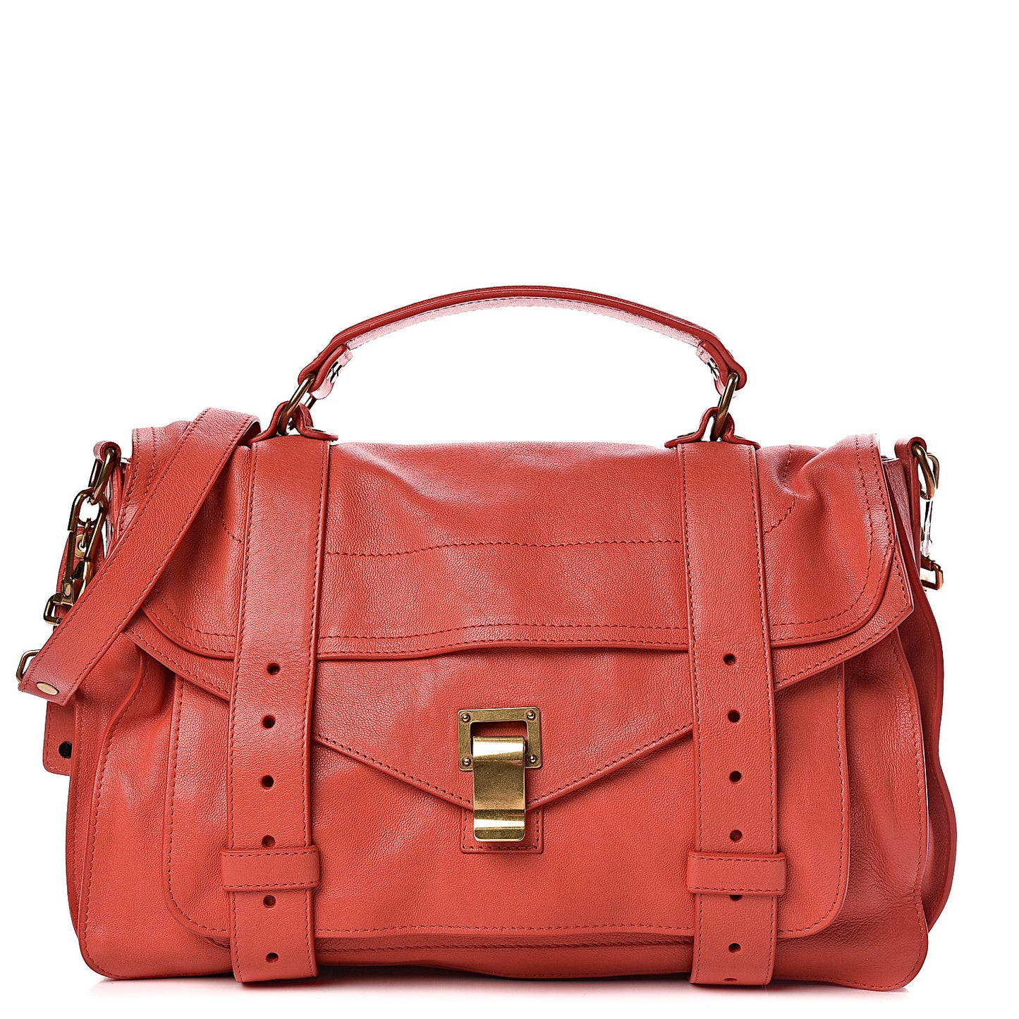 Lambskin Medium PS1 Satchel Deep Coral