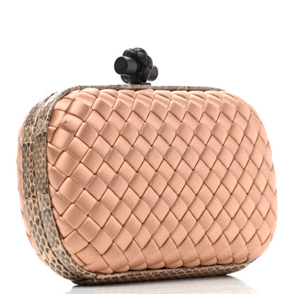 Bottega Veneta Satin Intreccio Impero Ayers Knot Clutch Flamingo 2 of 5