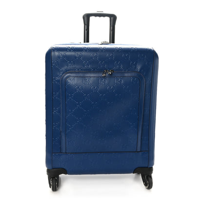 Gucci Calfskin GG Tennis Embossed Small Savoy Cabin Trolley Intense Metal Blue 1 of 9