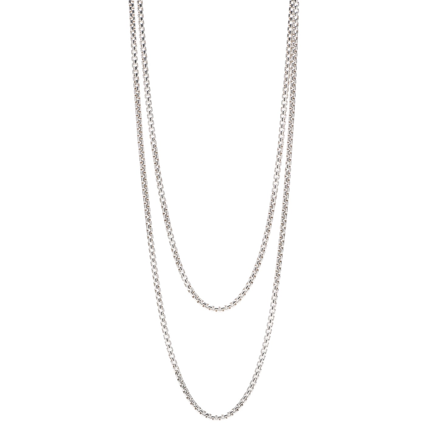 Sterling Silver 14K Yellow Gold 3.6mm Medium Box Chain Necklace 72"