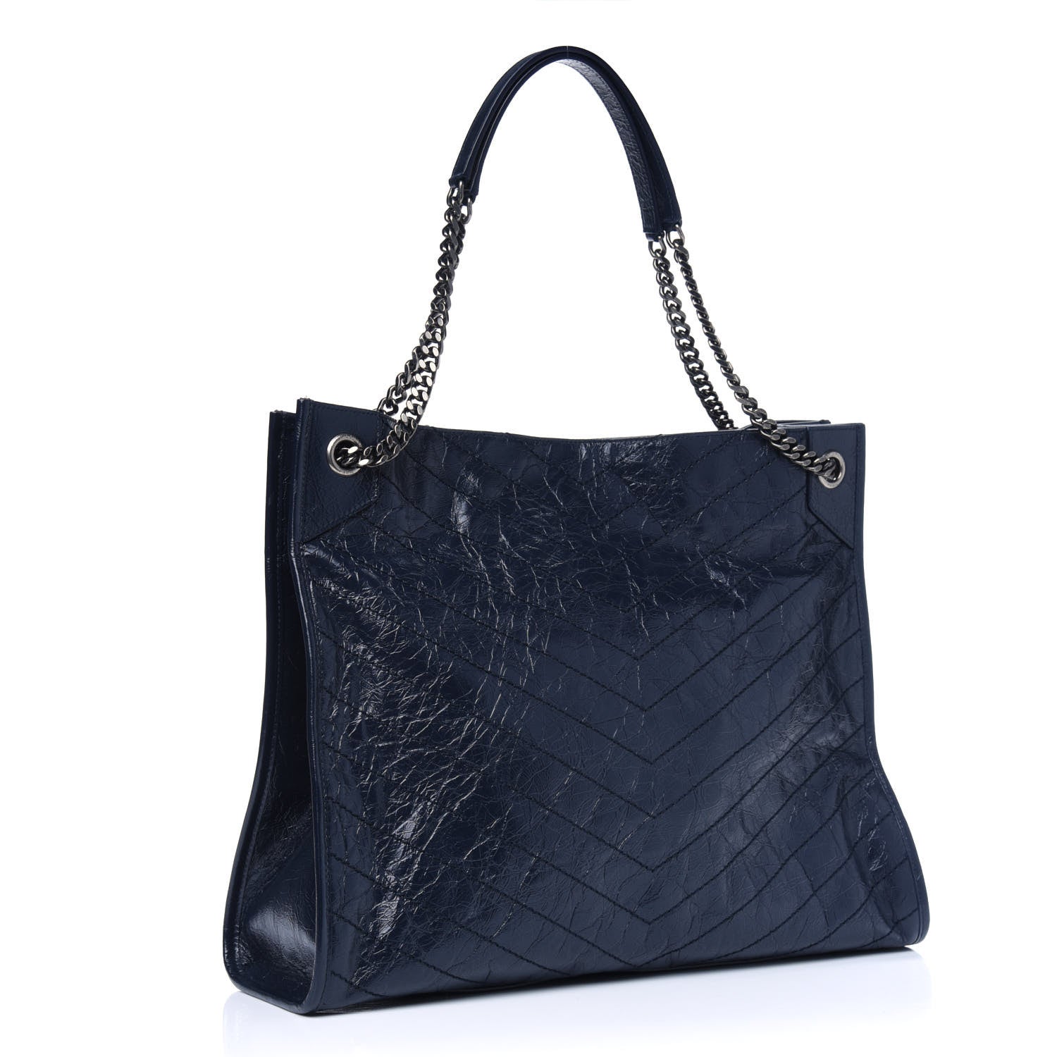 Saint Laurent Crinkled Calfskin Matelasse Monogram Niki Shoulder Bag Deep Marine 2 of 4