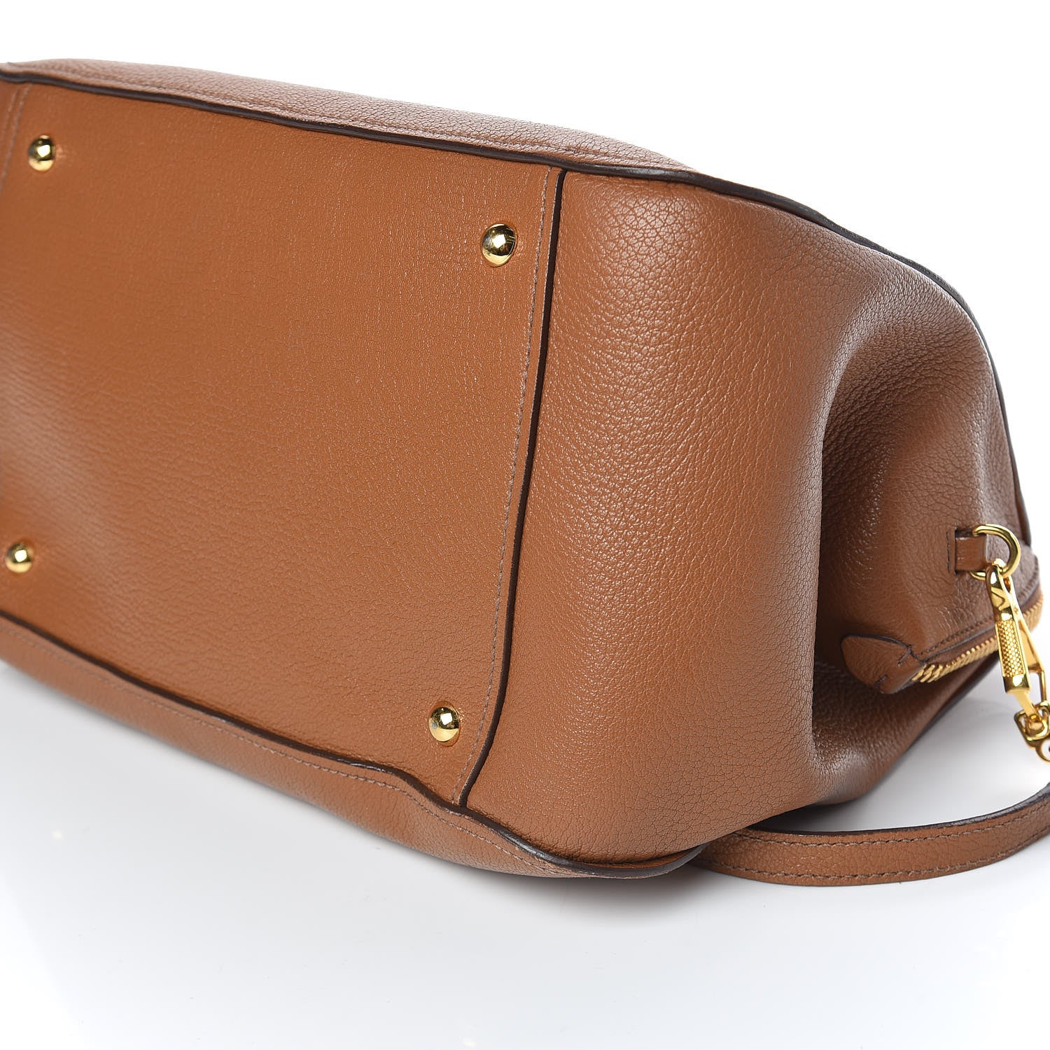 Miu Miu Goatskin Madras Bowling Bag Cuoio 12 of 13