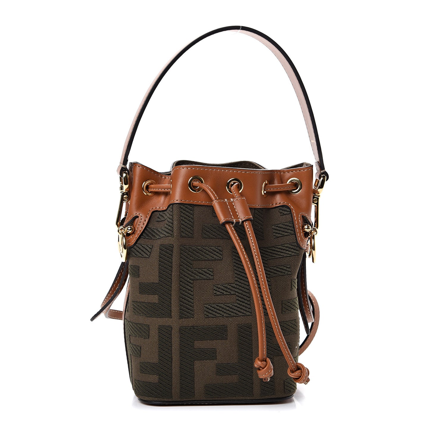 Canvas Vitello King F is Fendi FF Embroidered Mini Mon Tresor Bucket Bag Amazzonia Cuoio