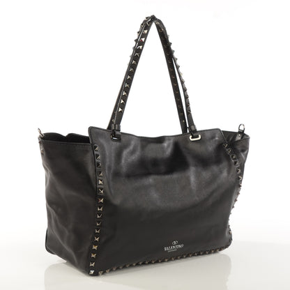 Valentino Garavani Vitello Crystal Medium Rockstud Tote Black 3 of 9