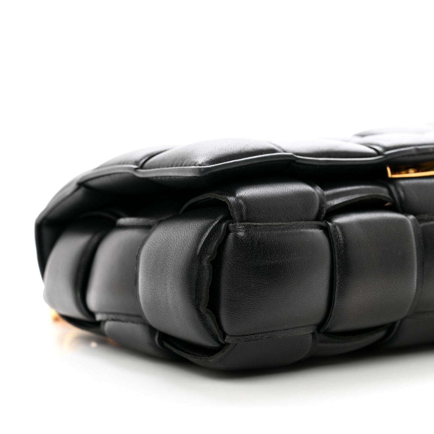 Lambskin Maxi Intreccio Padded Chain Cassette Crossbody Bag Black