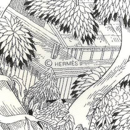 Hermes Cashmere Silk Retour a la Nature 140 White Black Multicolor 4 of 6