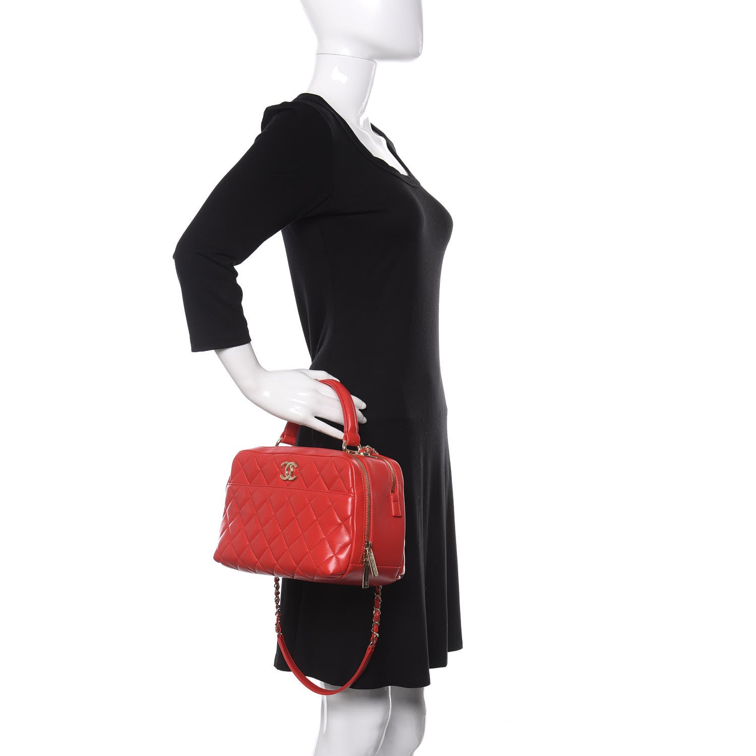 Chanel Lambskin Quilted Medium Trendy CC Bowling Bag Red 3 of 12