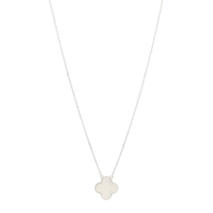 Van Cleef & Arpels 18K White Gold Mother of Pearl Vintage Alhambra Pendant Necklace 1 of 3