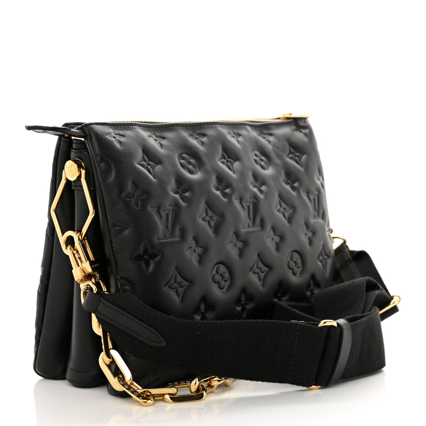 Lambskin Embossed Monogram Coussin PM Black