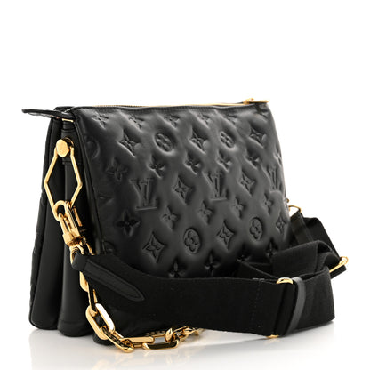 Louis Vuitton Lambskin Embossed Monogram Coussin PM Black 3 of 9