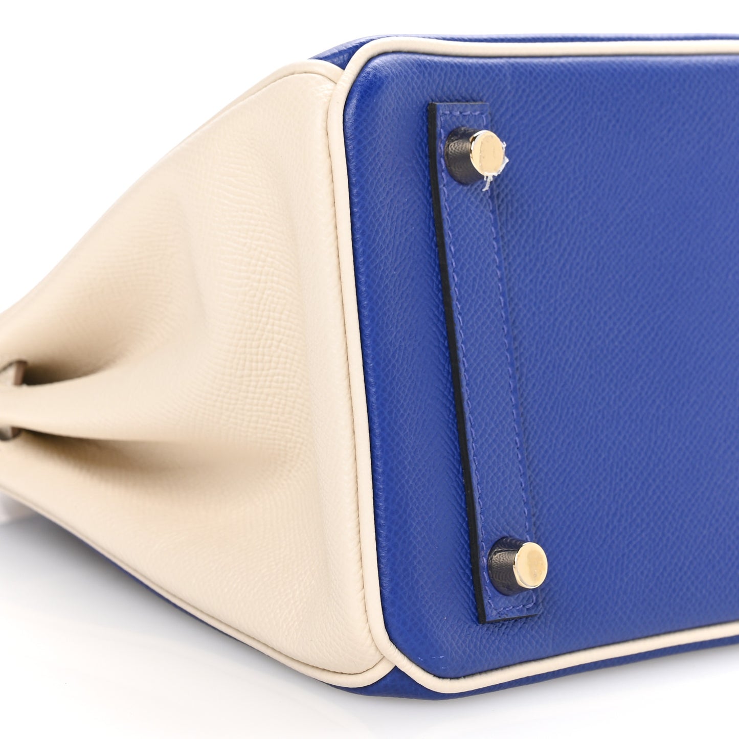 Epsom Horseshoe Birkin 25 Bleu Electrique Craie
