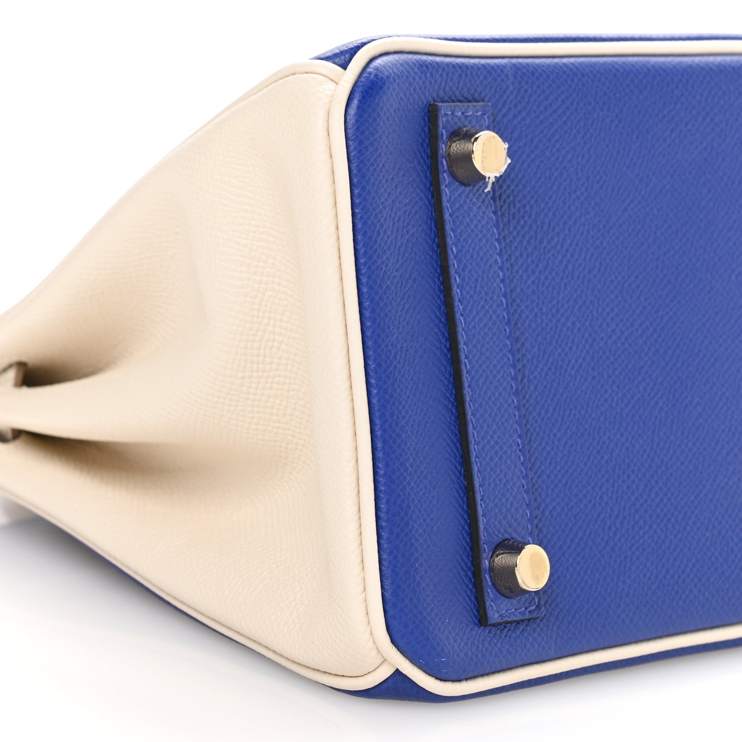 Hermes Epsom Horseshoe Birkin 25 Bleu Electrique Craie 9 of 11