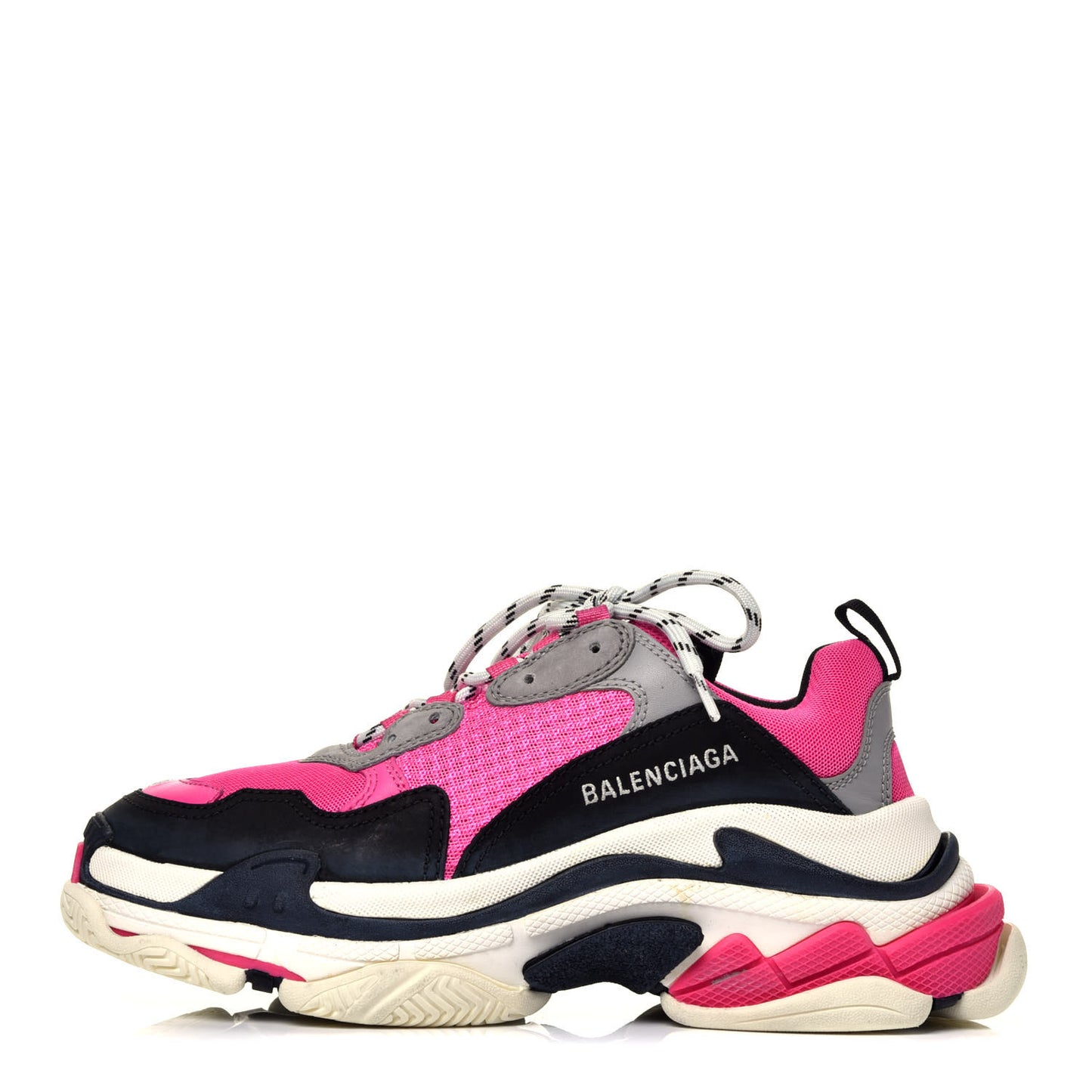 Fabric Mesh Womens Triple S Sneakers 40 Fluo Pink Grey White