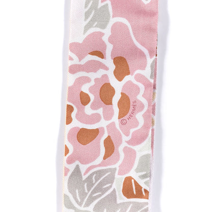 Hermes Silk Bingata Twilly Vieux Rose Vert De 4 of 4