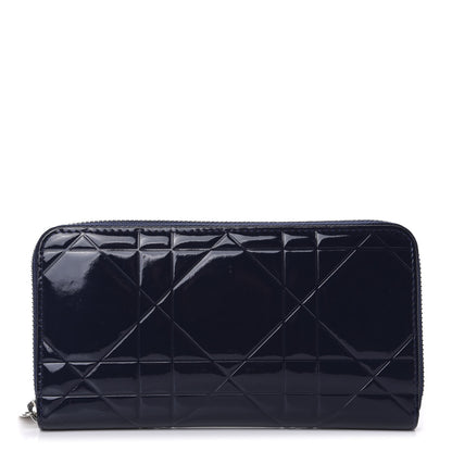 Christian Dior Patent Cannage Voyageur Zip Around Wallet Saphir 1 of 7