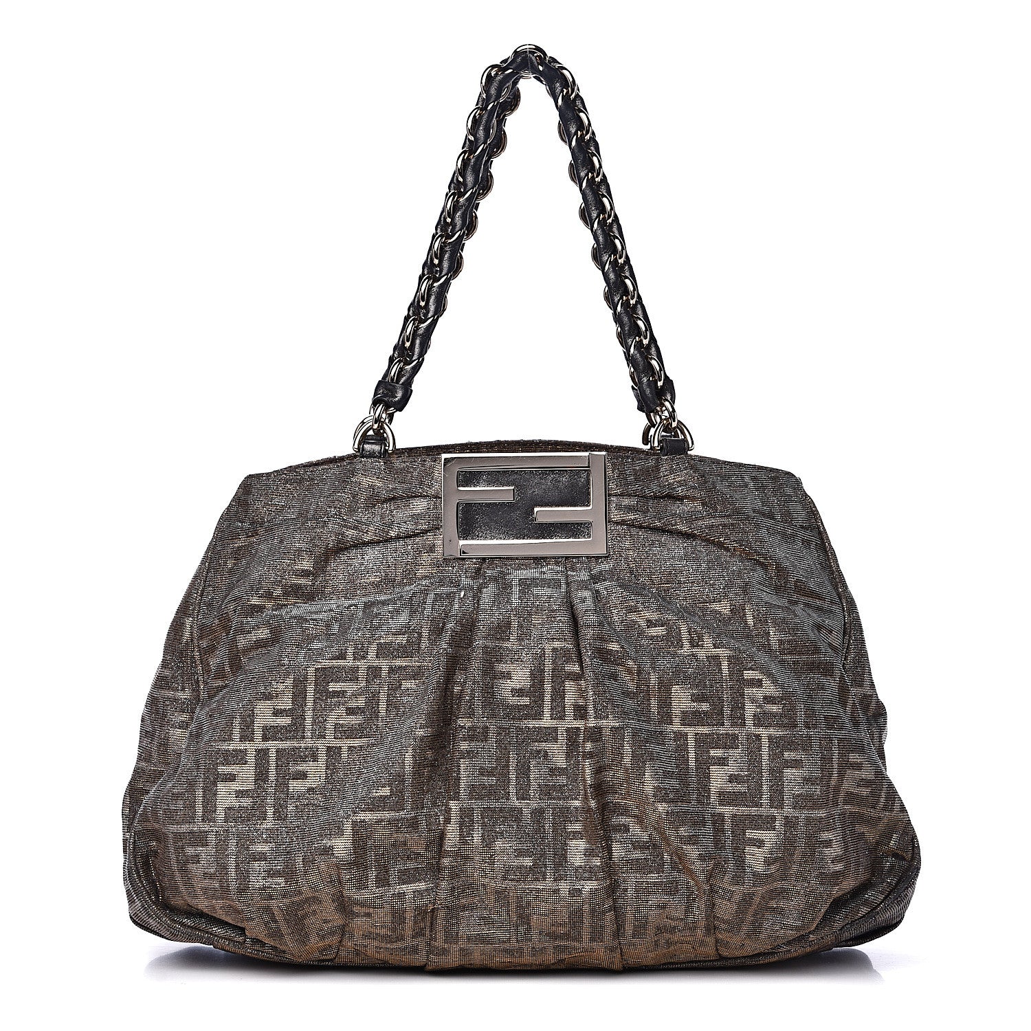 Fendi Metallic Lurex Zucca Mia Tote Brown 1 of 15