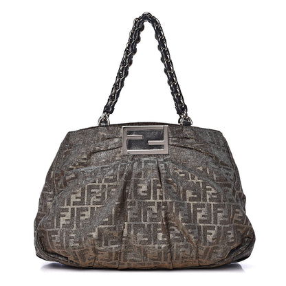 Fendi Metallic Lurex Zucca Mia Tote Brown 1 of 15