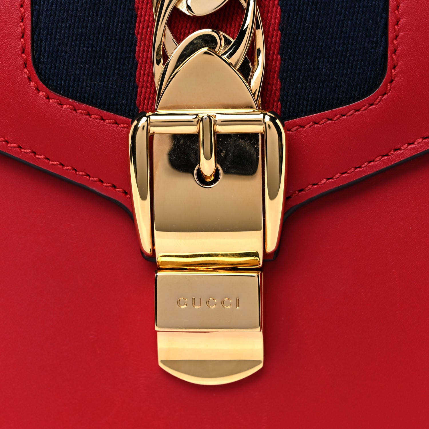 Gucci Calfskin Mini Sylvie Top Handle Bag Hibiscus Red 13 of 13