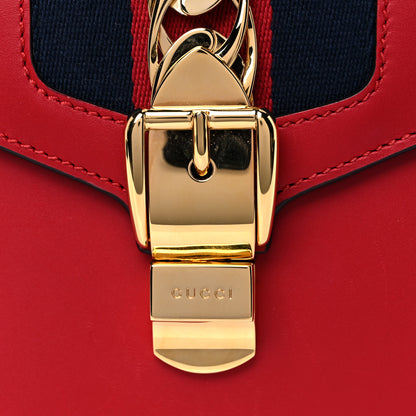 Gucci Calfskin Mini Sylvie Top Handle Bag Hibiscus Red 13 of 13
