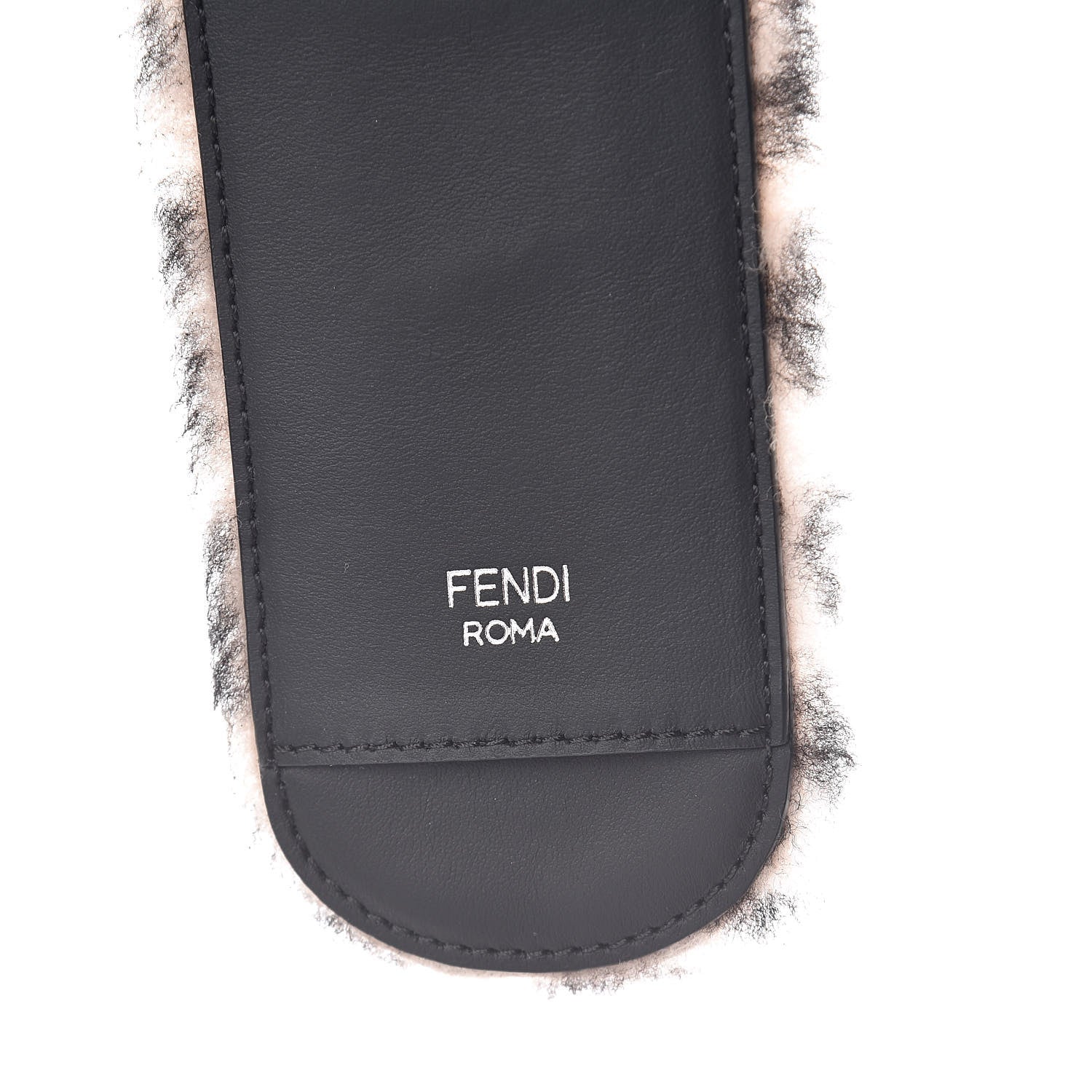 Fendi Shearling Macro FF 1974 Diagonal Strap Thru Light Rose Black 3 of 4